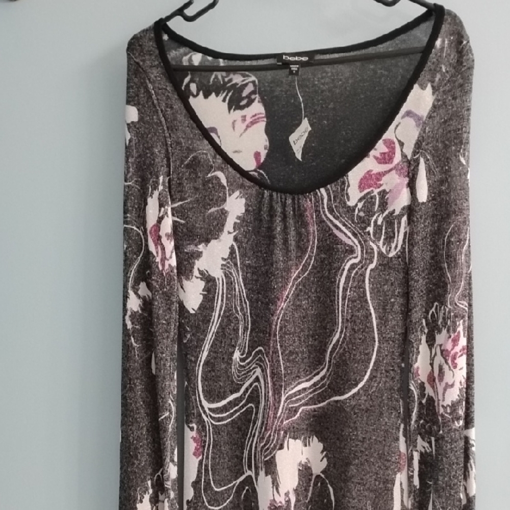 NWT Bebe Black and Pink Long Sleeve Dress Size Small - Picture 3 of 6